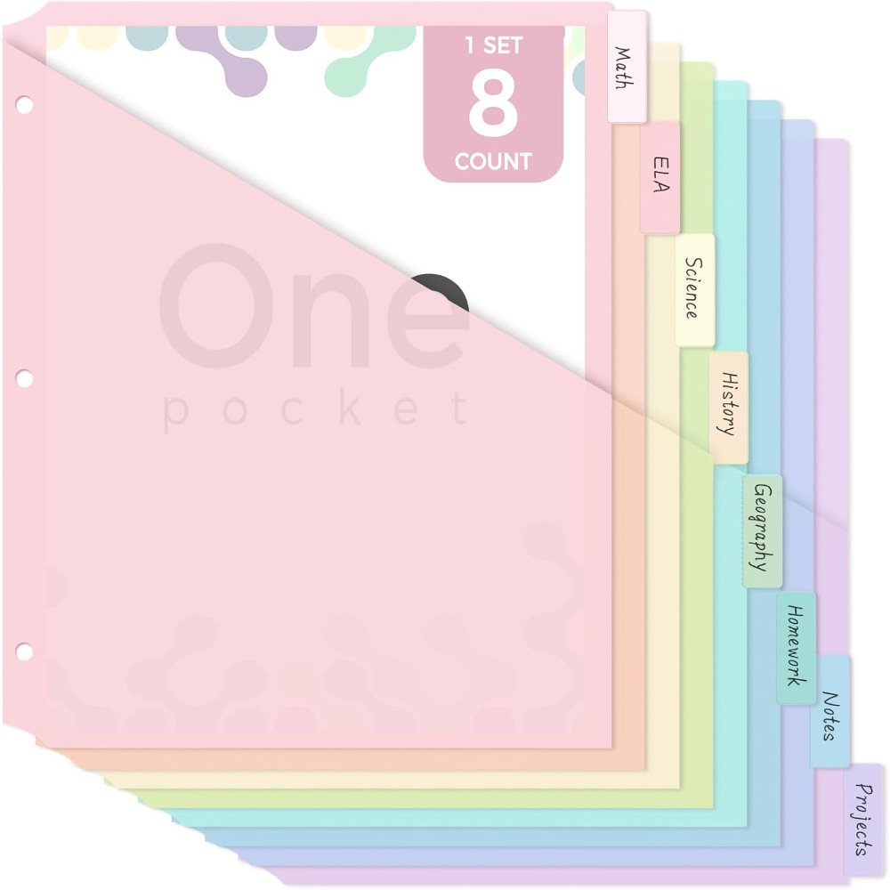 8 pcs A4 Pastel Binder Divider - đánh giá và giá Tab Divider A4